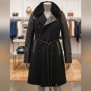 RUDSAK - 🖤🔥 GENUINE Wool & Leather Black Coat 🖤🔥